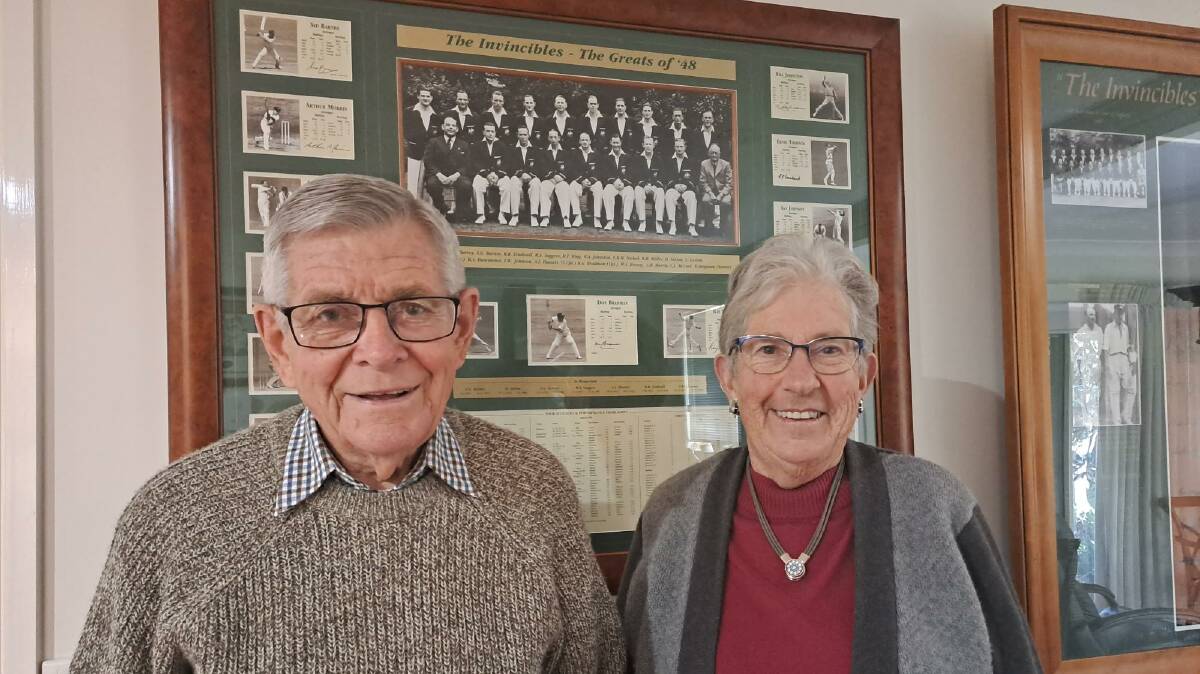 Richard and Margaret with some of the Bradman collection at Newling Gardens.