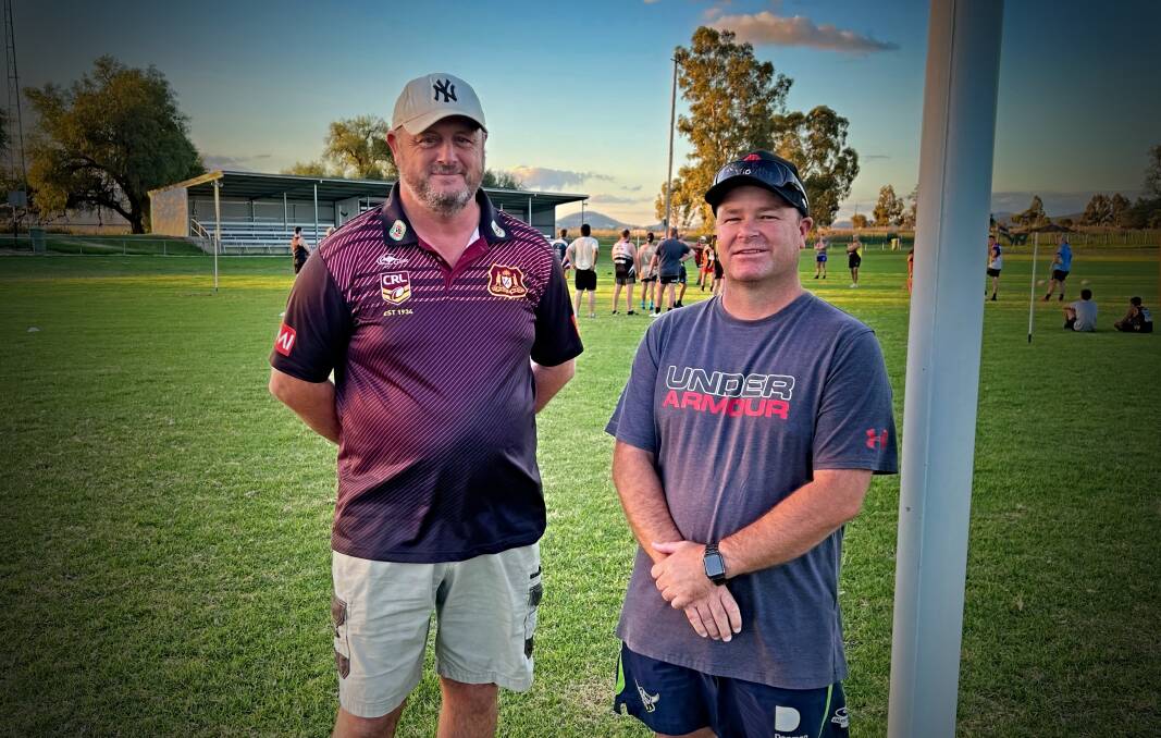 Dynamic duo: Neil Constable and Cheyne Davis (right) will coach the Werris Creek under-18s this season. Photo: Geoff Newling.