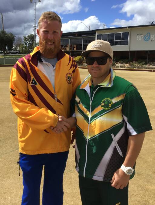 RESPECT: Nick Golledge and Justin Knight after their duel at Inverell Sporties.