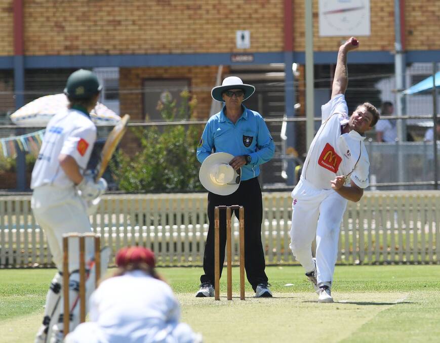 City skipper Tait Jordan bends the back against the Bulls at No 1 Oval last Saturday. Picture by Gareth Gardner
