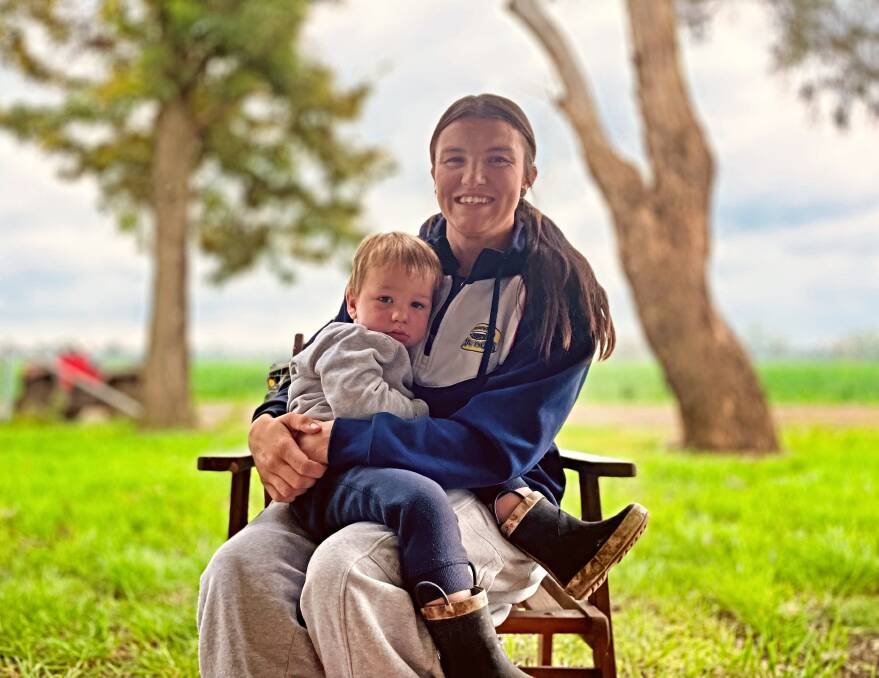 Brianna Trickett and her son, Huxley, live on an Oxley Vale dairy farm. Picture by Mark Bode