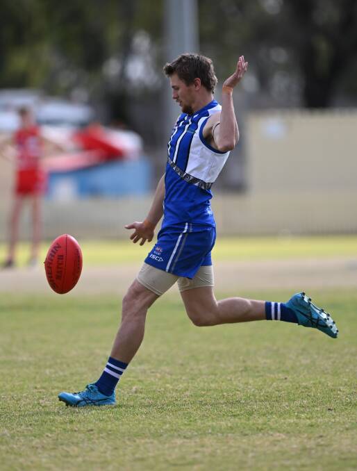 Hall is captured in action in a 46-point win over the Swans at No. 1 Oval on August 5, 2023. File picture by Gareth Gardner 