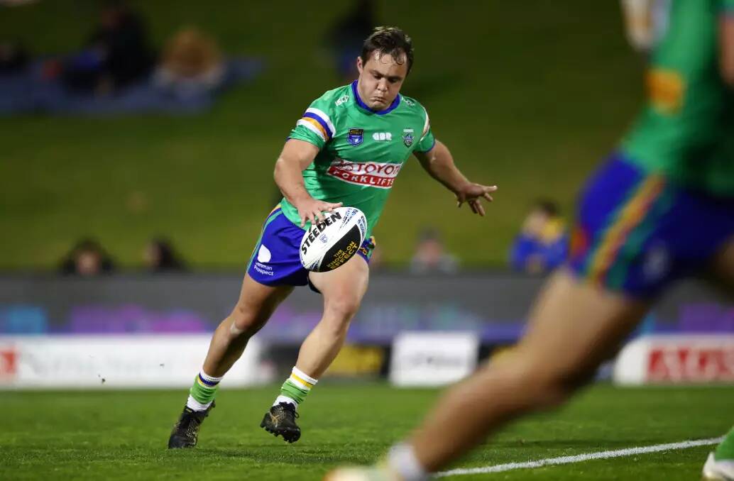 Henderson's elder brother, Mitchell, plays halfback for Canberra in a NSW Cup win over St George-Illawarra at Win Stadium last season. Picture: supplied 