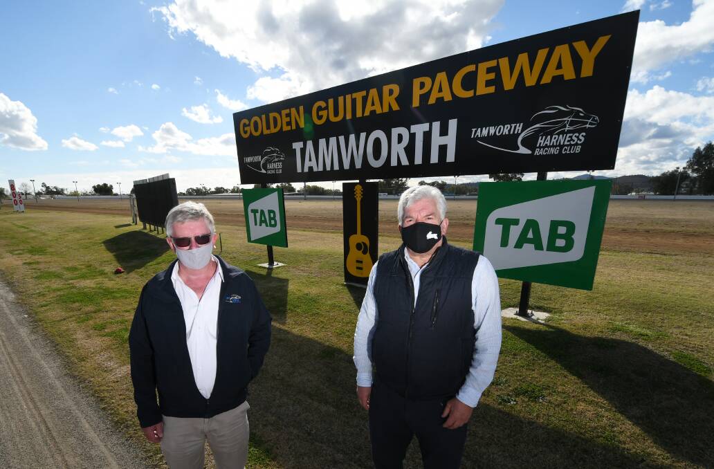 DECISION MAKERS: Michael Jones and Stefan van Aanholt, the secretary manager and chairman, respectively, of the Tamworth Harness Racing Club. Photo: Gareth Gardner