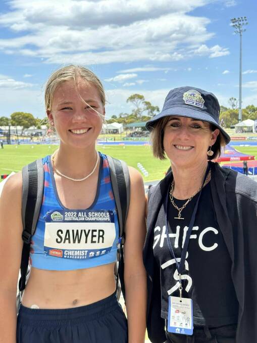 Sawyer and her coach, Maryanne Perkins, at the nationals. Picture Facebook