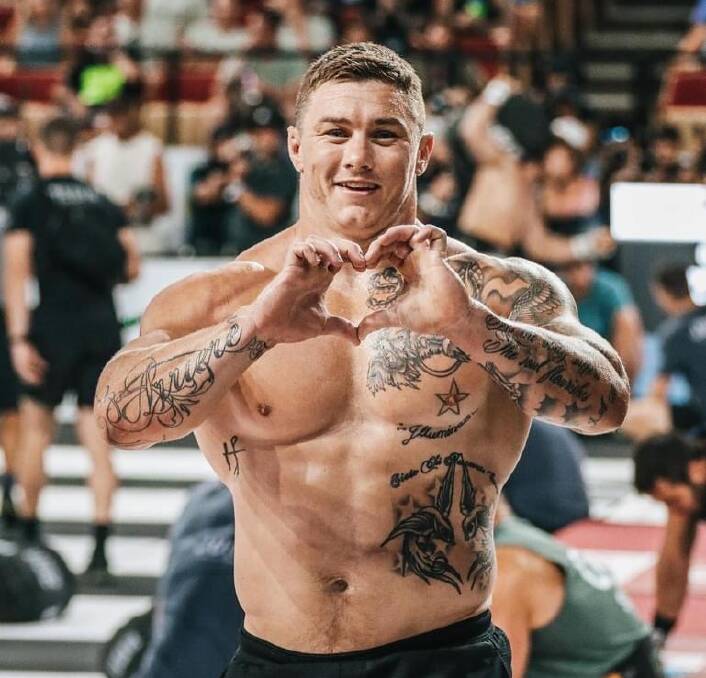 Jake Douglas lets his supporters know that he is thinking of them, while competing at the 2023 CrossFit Games. Picture supplied