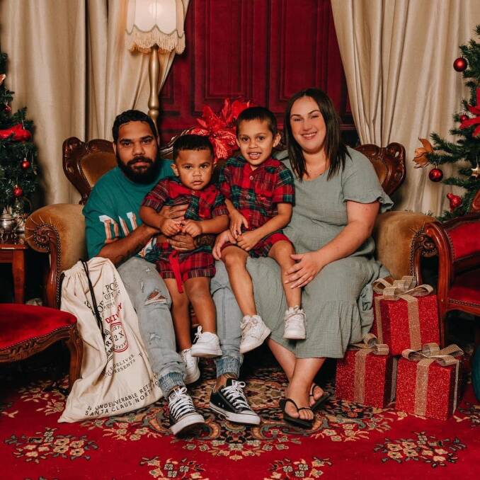 Adams with his family circa Christmas 2022. Talan, left, Tyrell and Telisha Hilderson. Picture supplied