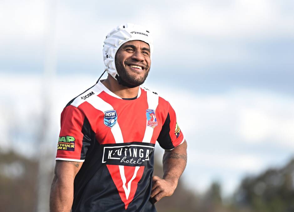Esava Nadalo makes his run-on debut for the Roosters, in a clash for the ages at Kootingal on July 20, 2024. Picture by Mark Bode