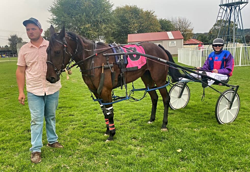 A-TEAM: Monellina with trainer-driver Scotty-Jon Welsh and part-owner Rory Brown. Photo: Supplied