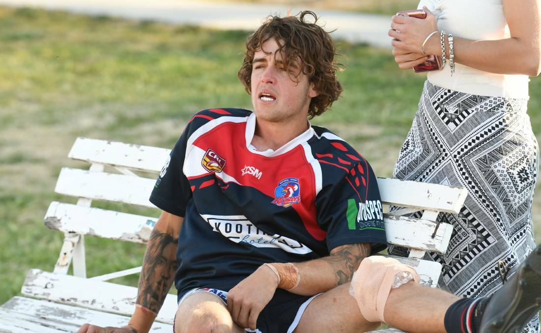 MEMORY ROAD: Sharpe is distraught after injuring his knee in the 2019 preliminary final at Werris Creek. Photo: Mark Bode
