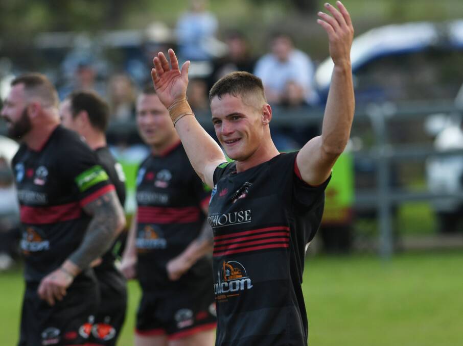 Bone celebrates during the grand final at Dungowan on September 17, 2022. File picture by Gareth Gardner 