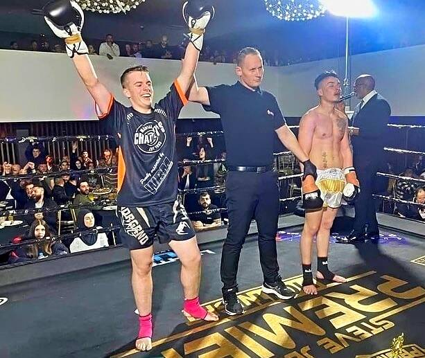 Northey claims a decision win over Sydneysider Patrick Smith in his Muay Thai debut. Picture Facebook 