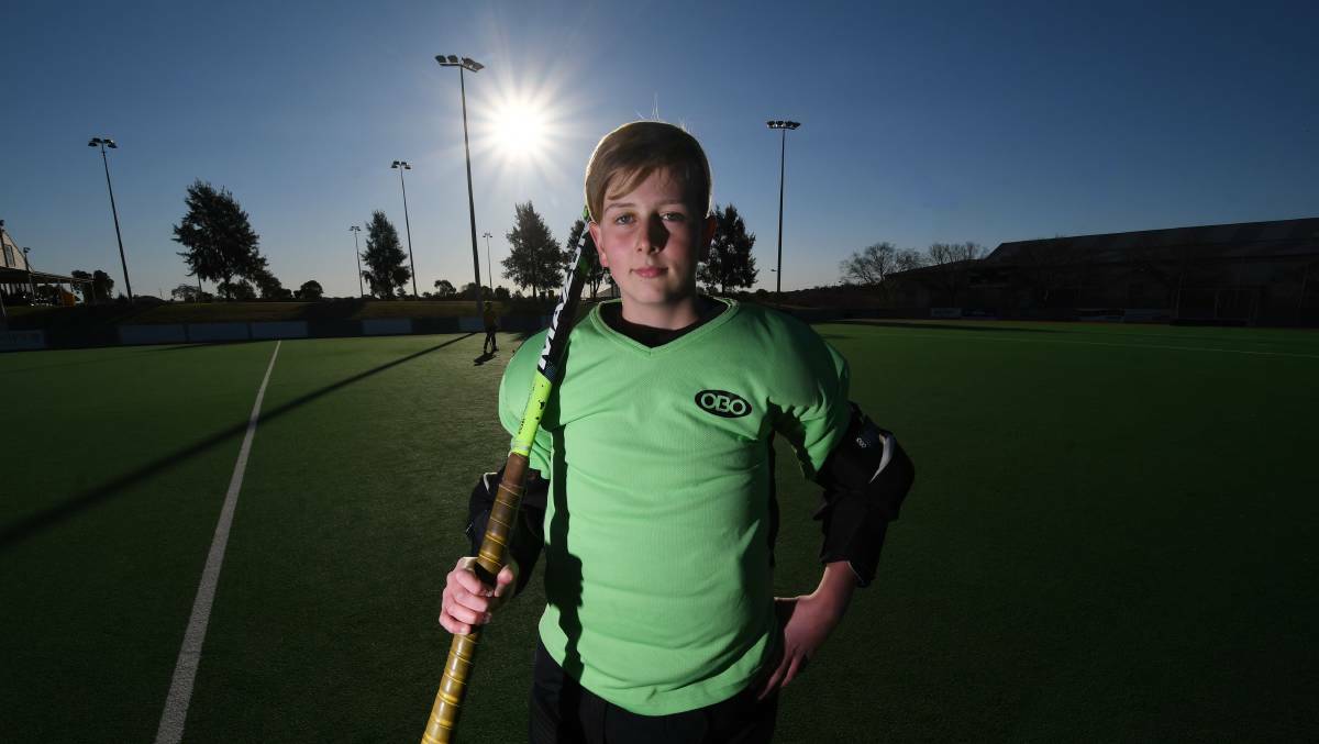 THE WALL: Tamworth under-13 goalie Sam Griffith is at the "pointy end" of the age group's skill set, says the side's coach, Justin Constable. Photo: Gareth Gardner 