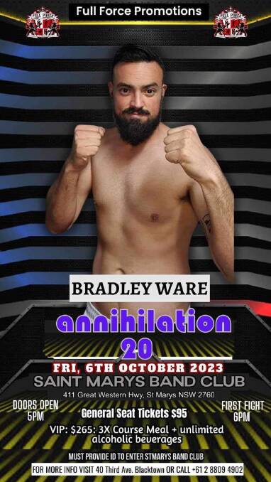The poster promoting Ware's next bout. Picture supplied
