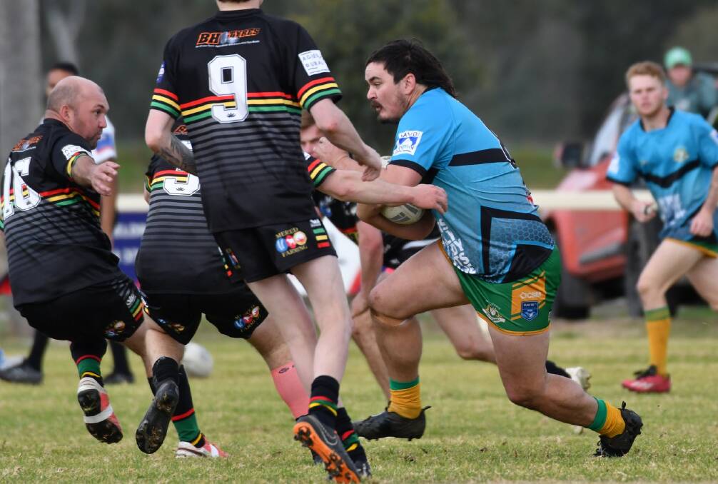 Millar takes a hitup in a 68-6 win over Wee Waa at Boggabri on Saturday, June 14. Picture by Sue Haire