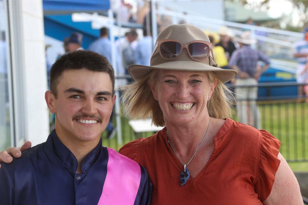 Braith Nock and his mother, Jane Clement. The apprentice will ride the Clement-trained Red Beryl in Friday's Quirindi Cup. Picture by Bradley Photographers