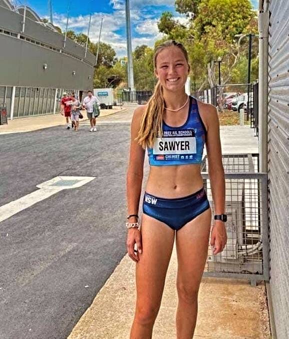 Sawyer is all smiles at the Australian All Schools Track and Field Championships in Adelaide. Picture Facebook 