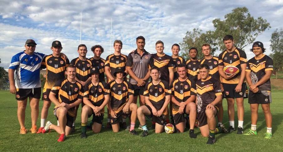 Learoyd-Lahrs (second row, centre) and the Northern Tigers under-18 side he coached in 2020. 