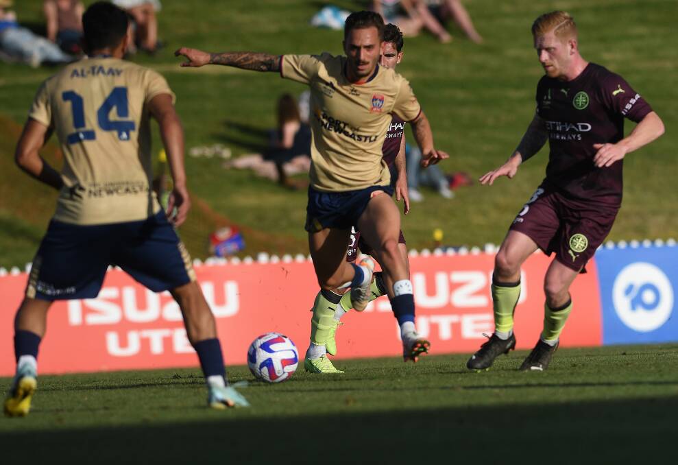 Jets midfielder Reno Piscopo on the charge. Picture by Gareth Gardner
