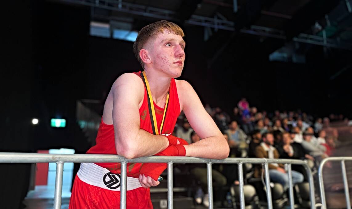 Callum Popplewell savours the moment after making his boxing debut, at the Tamworth Regional Entertainment and Conference Centre, on Saturday, July 6. Picture by Mark Bode