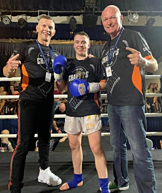 Josh McCulloch celebrates his latest win with his team of Scott Chaffey (left) and Clint Chaffey. Picture Facebook