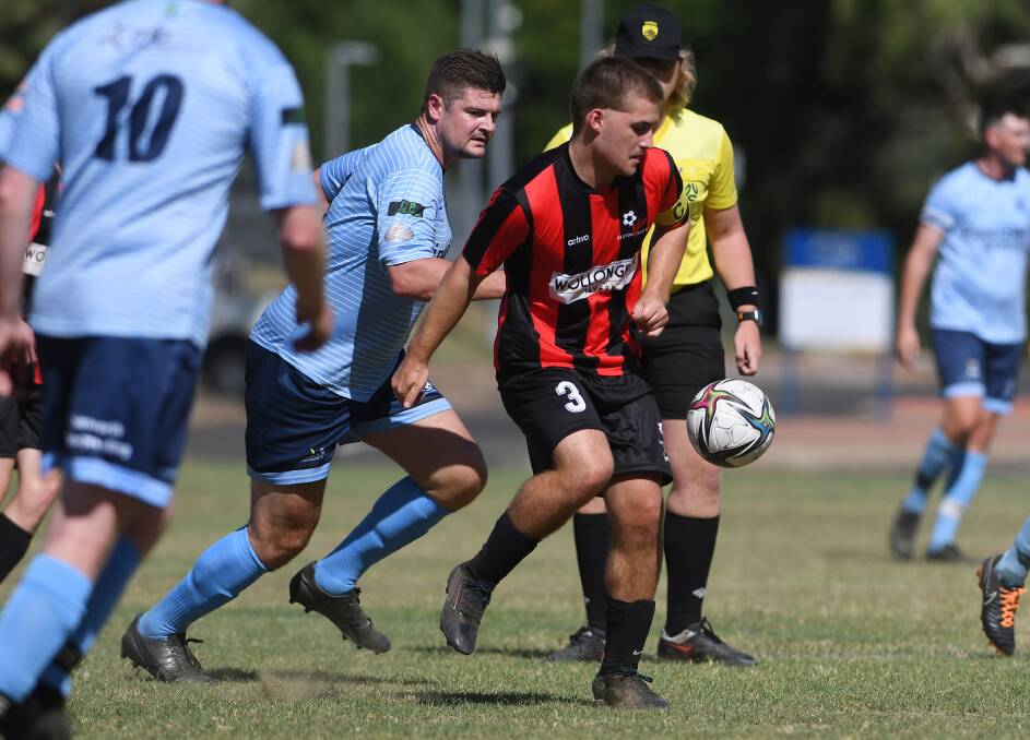 Barrow stalks an Alstonville player in an Australia Cup clash at Gipps Street last month. Picture by Gareth Gardner