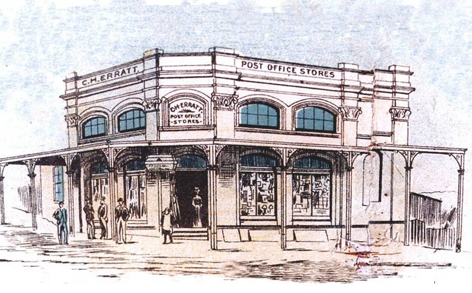 Historic shopfront: Erratt’s Post Office Stores on the corner of Derby and Apsley streets – from a drawing created in 1900. The building was described as an "ornament" to the town.