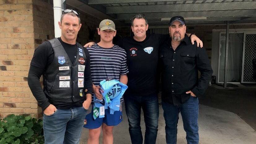 Brad Fittler, Jack Grob, Gus Worland and Jack's dad Paul in 2021