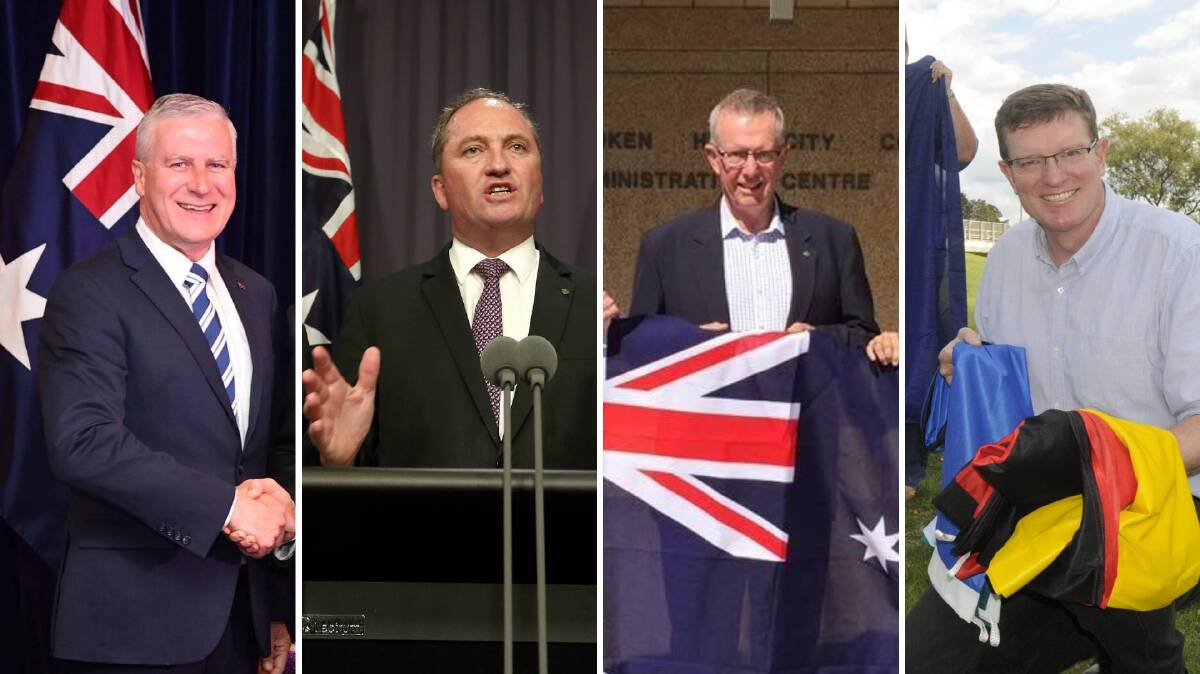 Michael McCormack, Barnaby Joyce, Mark Coulton and Andrew Gee have all expensed thousands of dollars worth of flags. File pictures