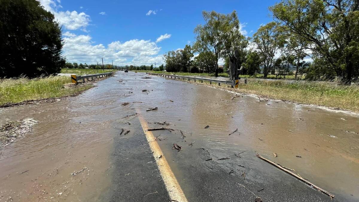 Manilla Road closed on Monday afternoon. Pictures by Tammy Mcilveen