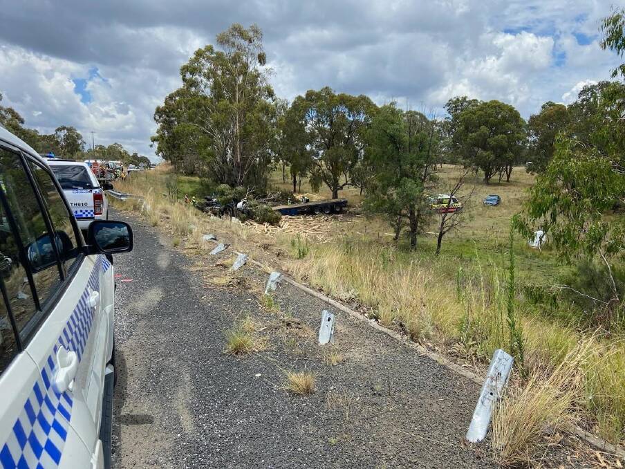The scene of the crash on the New England Highway. Picture by FRNSW Tenterfield