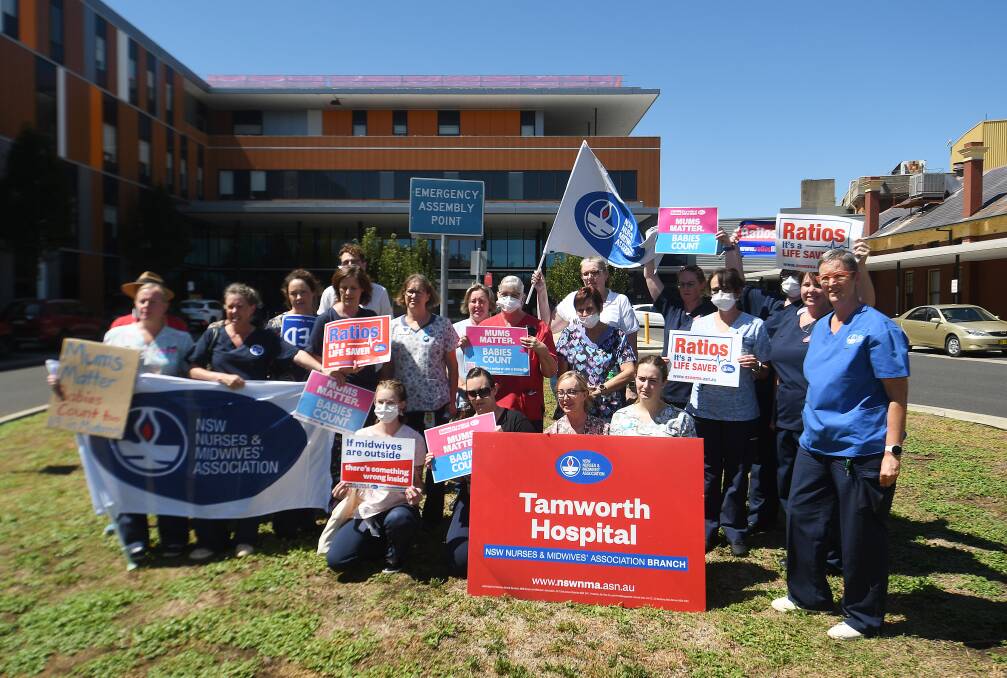 The crowd rallied outside Tamworth hospital on Thursday. Pictures by Gareth Gardner