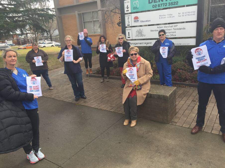 FREEZING: Armidale nurses and union representatives protest. Picture: Laurie Bullock
