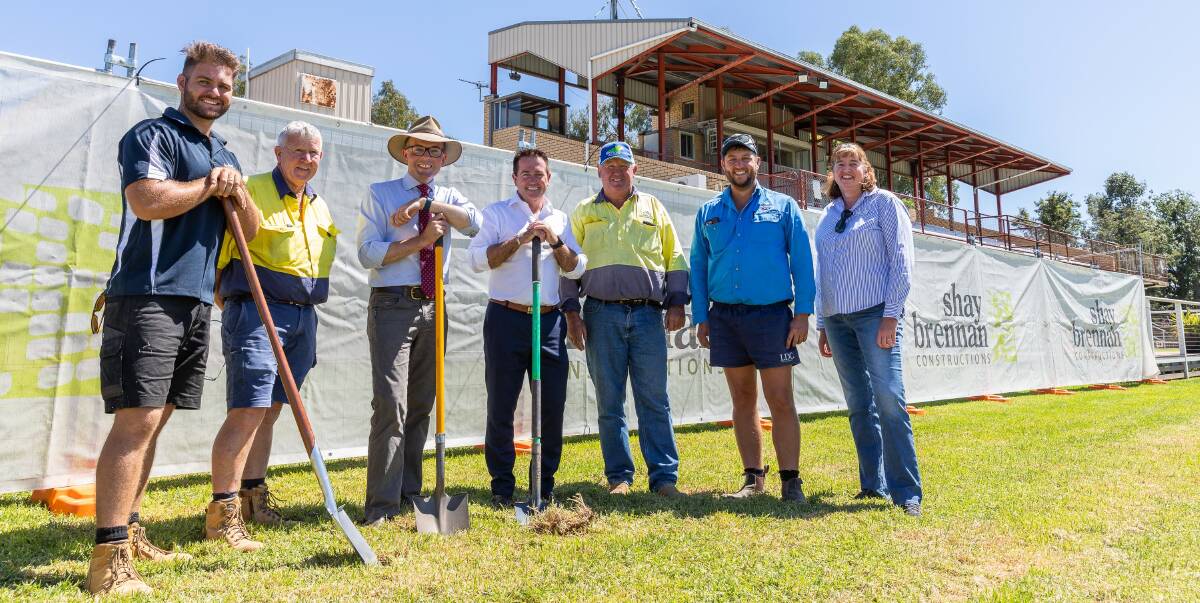 Inspecting the upgrade of the race club's grandstand are James Vaclavik, Rob Mather, Adam Marshall, Paul Toole, John Brown, Shane Taunton and Michelle Chittendon.