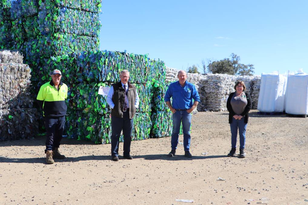 NEW BEGINNING: From left: Australian Recycled Plastics operations manager Terrence Duncan, Parkes MP Mark Coulton, co-owner Dale Smith and office manager Jennifer Grant. Photo: supplied.