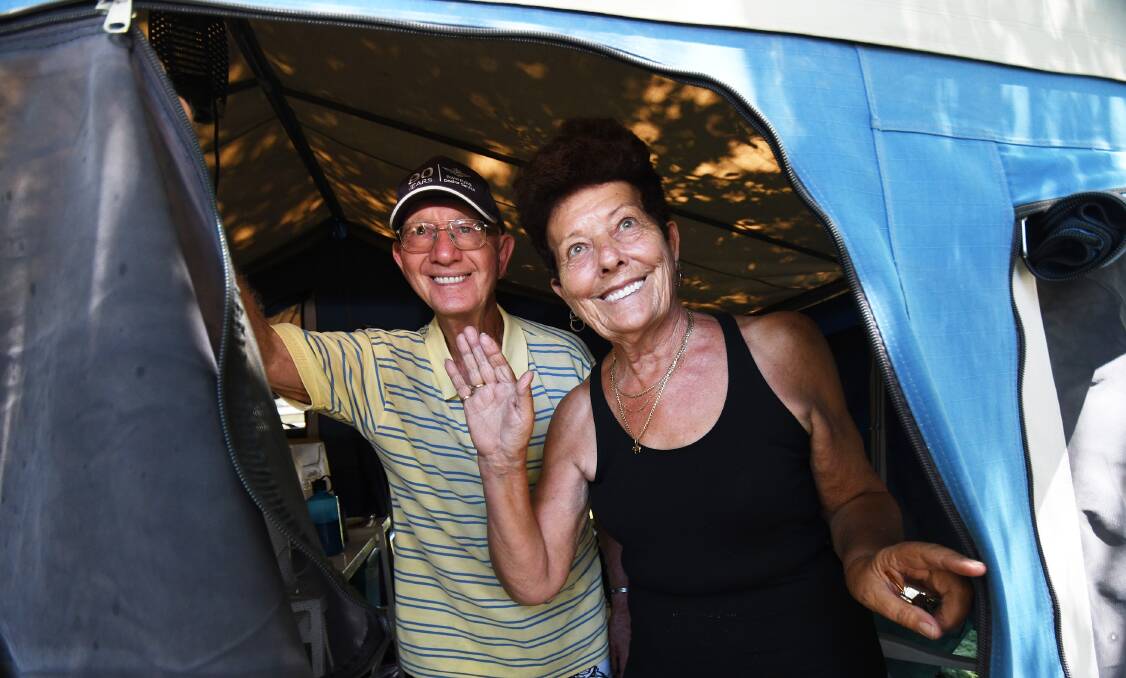 FESTIVAL FUN: Barry and Betty Bailey enjoying their caravan. Photo: Gareth Gardner
