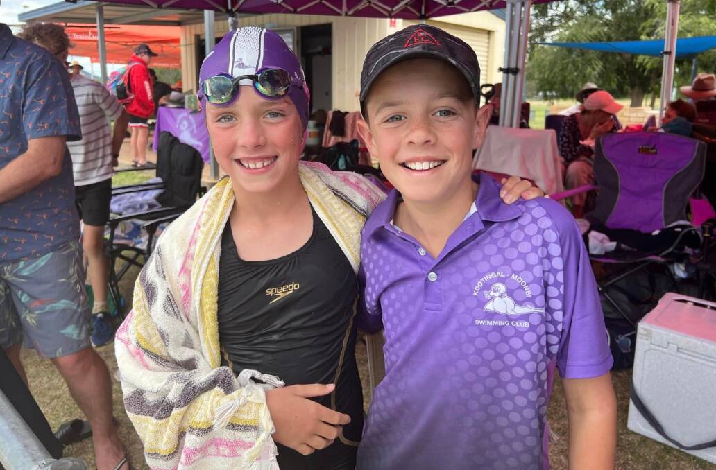 Lila and Austin Beer at the Kootingal Moonbi Swimming Carnival over the weekend, which was regarded by the club as a pleasing success. Picture by Kootingal Moonbi Swimming Club. 
