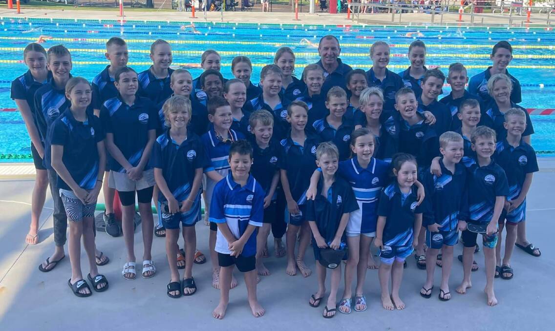 Members of the Gunnedah swimming team at their home meet over the weekend, where almost every swimmer set a personal best. Picture by Swimming Gunnedah Inc.