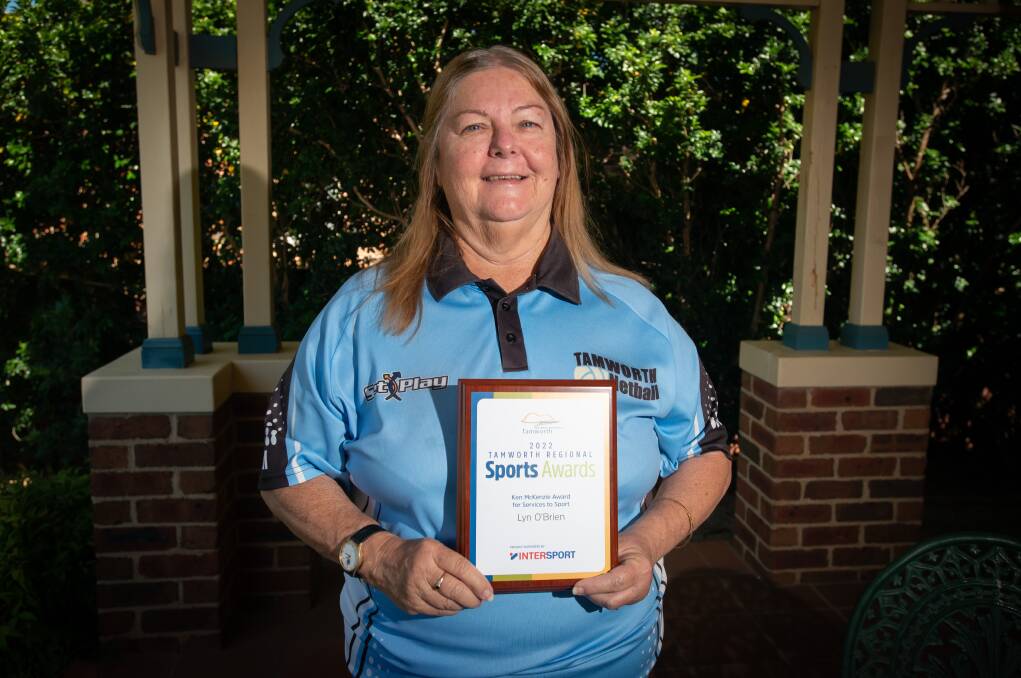 Lyn O'Brien is the latest recipient of the Ken McKenzie Award for Services to Sport, after more than 30 years spent giving her time and expertise to Tamworth netball. Picture by Peter Hardin. 