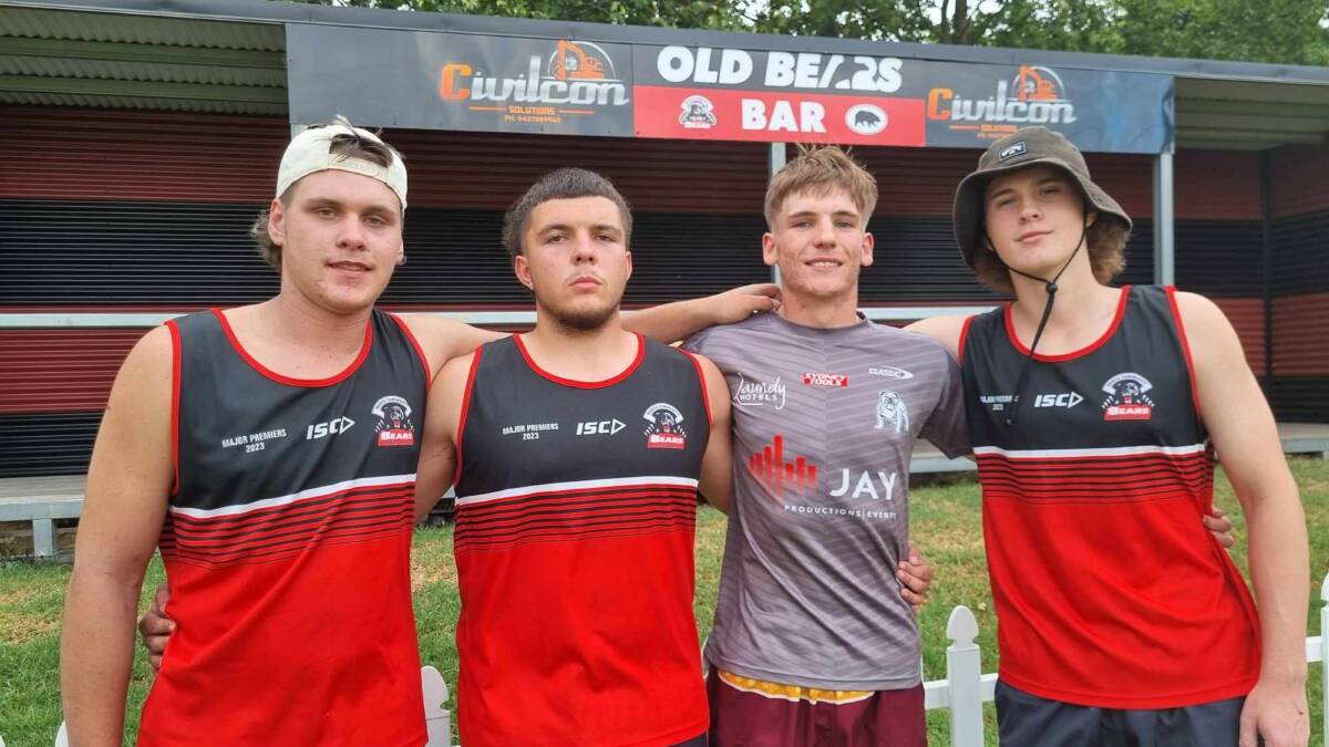 The North Tamworth Bears under 18s leadership group for 2024 will consist of co-captains Chayse-John Shepherd (second from left) and Jackson Moore (second from right), along with Deegan Smith (left) and Pearson. Picture by Zac Lowe.