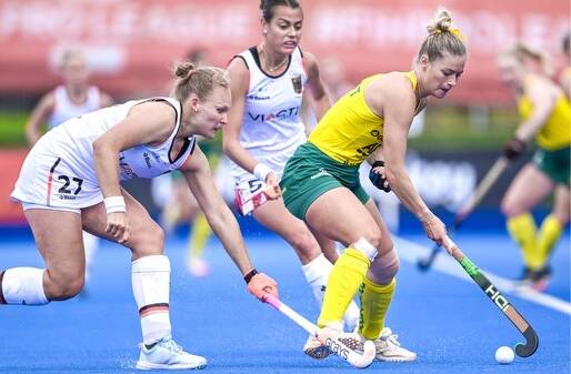 After debuting for Australia earlier this year, Arnott (right) started to believe in the back of her mind that an Olympic call-up was possible. Picture by Hockey Australia.