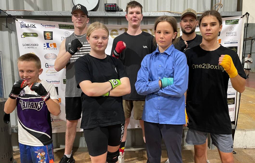 The One2Boxing cohort traveling to Queensland will feature (back row, from left) Marcus Hawkins, Rohan Martin, Denman, (front row, from left) Reid Gray, Ava Harrison, Sienna Carroll, and Shaun Kampe. Absent are Jharrel Lillycrap and Kyan Martin.