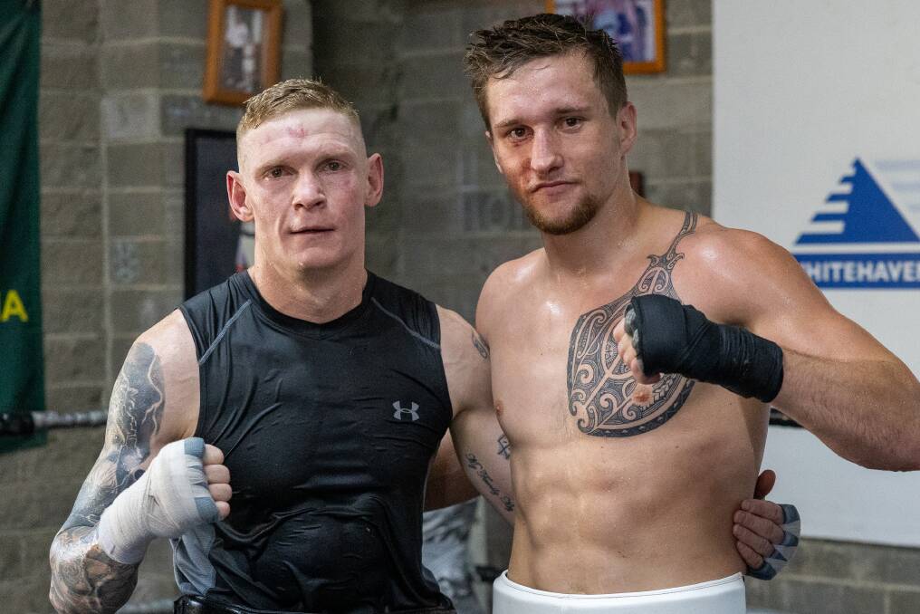 Wade Ryan (left) has spent time sparring with another top-level talent in Dylan Biggs during this fight camp. Picture by Bridget Bartlett Photography. 