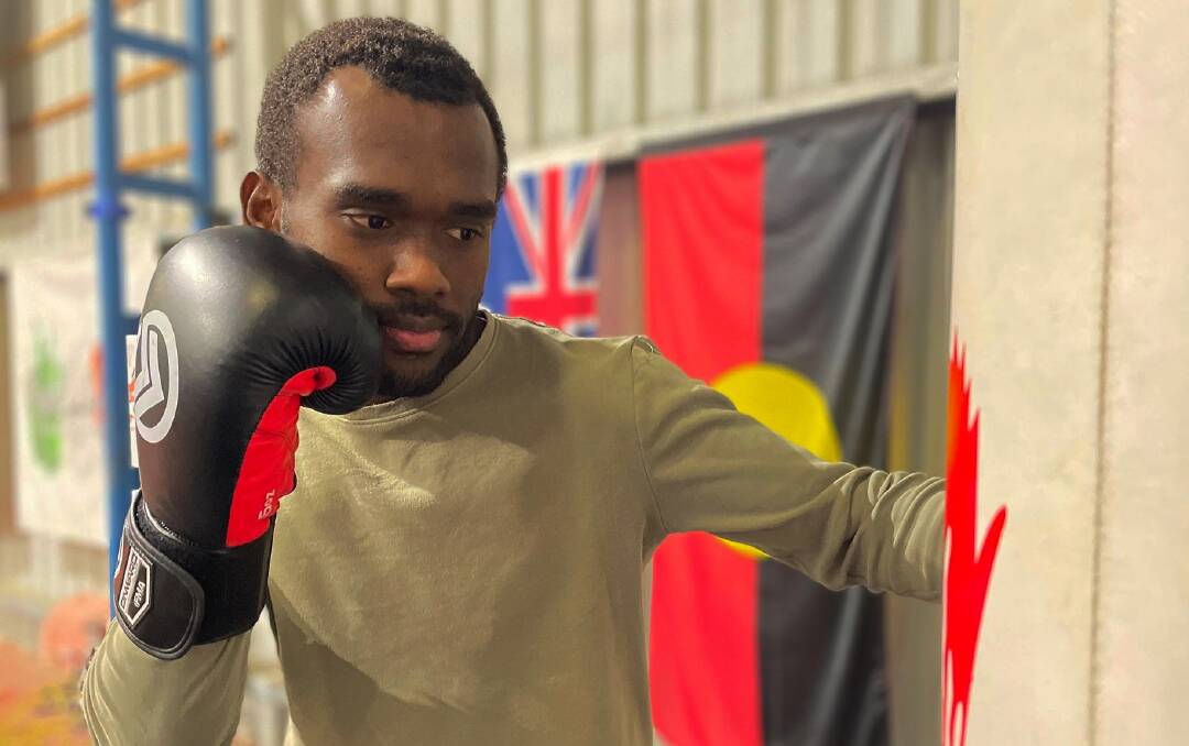 Pemberton Lele is the picture of focus in preparing for his title fight this weekend. Picture by Zac Lowe.