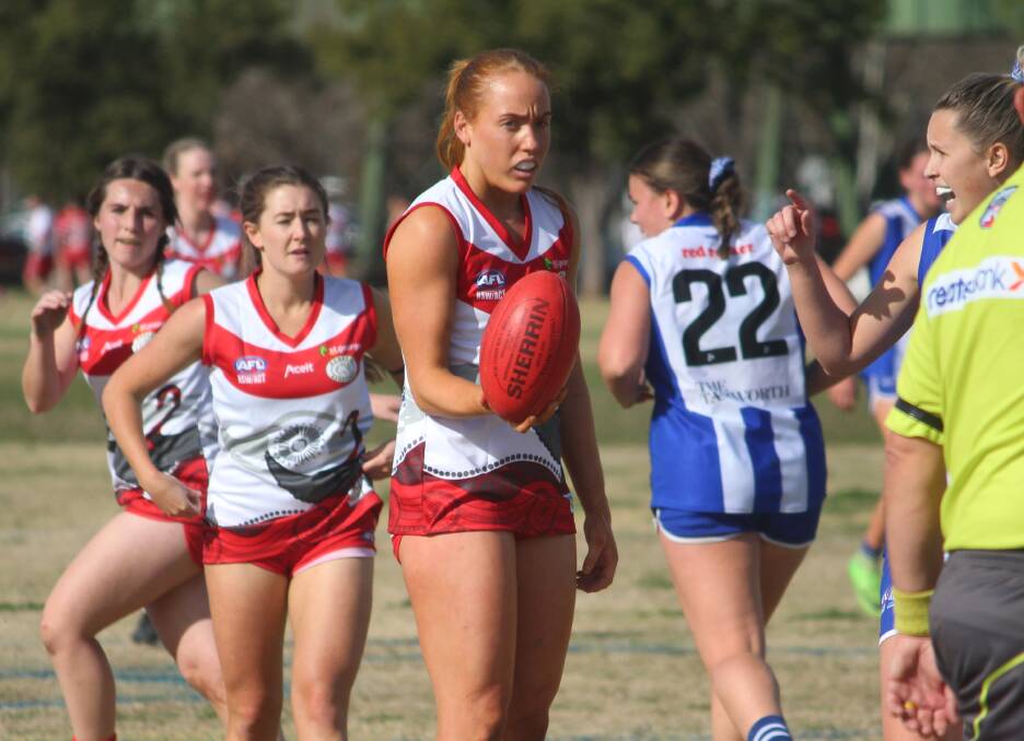 Eliza Hand shone for the Swans, winning both the AFL North West and club Best and Fairest accolades in her first year of AFL. Picture by Zac Lowe.