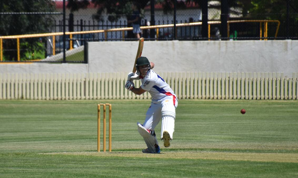 Ryan Smith looks to drive the ball during his innings of 85 on the weekend, which set the stage for Mornington's eventual semi-final victory. Picture by Andy Mack. 