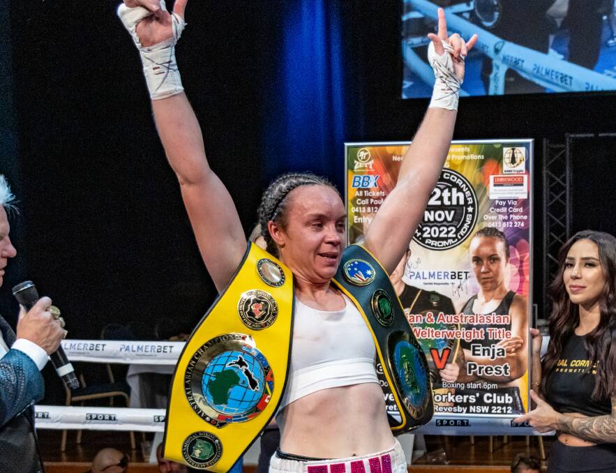Enja Ryan has won multiple titles in her burgeoning professional career, and is looking to produce her first defence of her new WBC title in December. Picture by Bridget Bartlett Photography. 