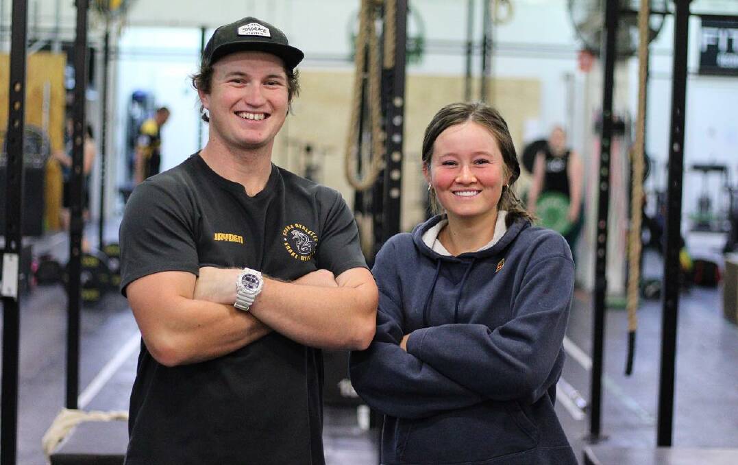 Powell with her Snake Athletic coach, Jayden Eunson, who she credited with an improvement in her tennis. Picture by Snake Athletic.