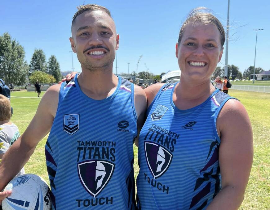 Dale Wood and Rachel Halpin were each named Players' Player for the senior mixed side after the tournament. Picture by Tamworth Touch Association. 