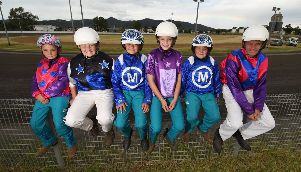 The talent: (from left) Reba Brown, Cooper James, Mia McMillan, Morgan Coney, Ruby McMillan, and Tanner Brown will all make the trip to Club Menangle next weekend. Photo: Gareth Gardner. 